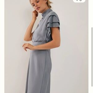 NWT Anthropologie Women Madeleine Slate Blue Satin Midi Dress Size 20X Plus